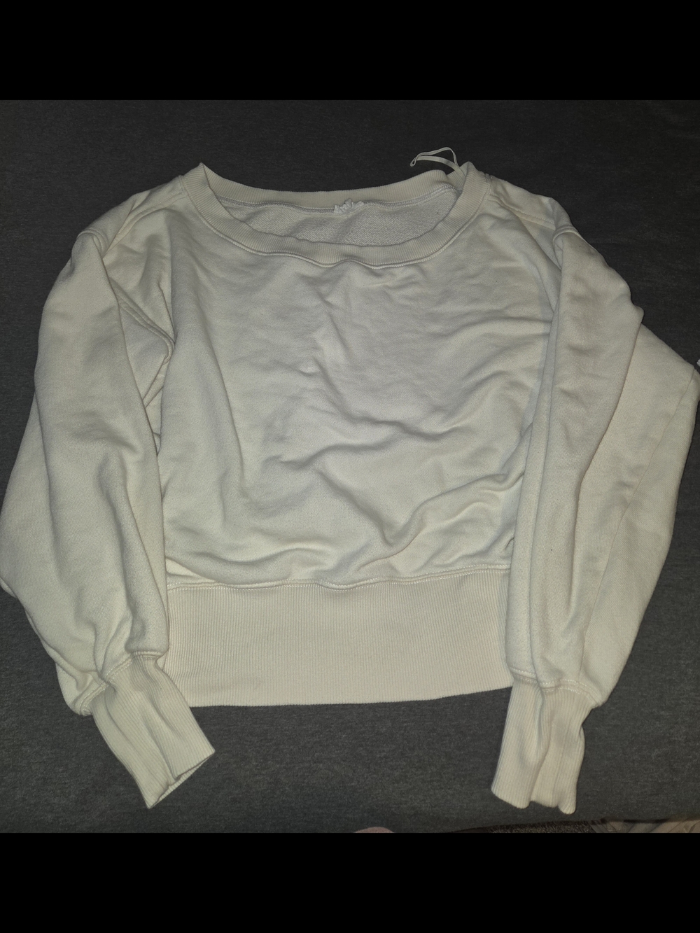 aerie Cream Cropped Crewneck Sweater